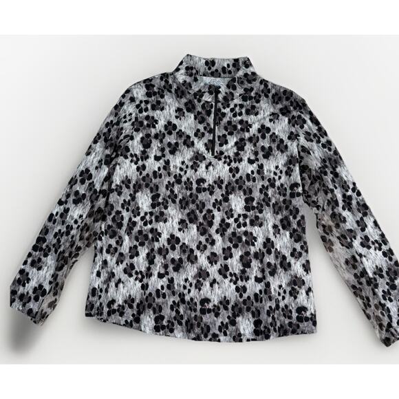 IBKUL Icefil COOL Le Leopard Animal Print Mock Neck Long Sleeve Top Size XXL 2X - Picture 2 of 8